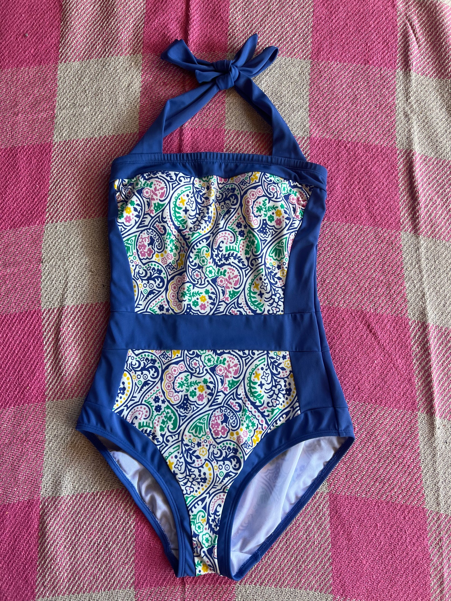 Boden Santorini Swimsuit Blue Paisley