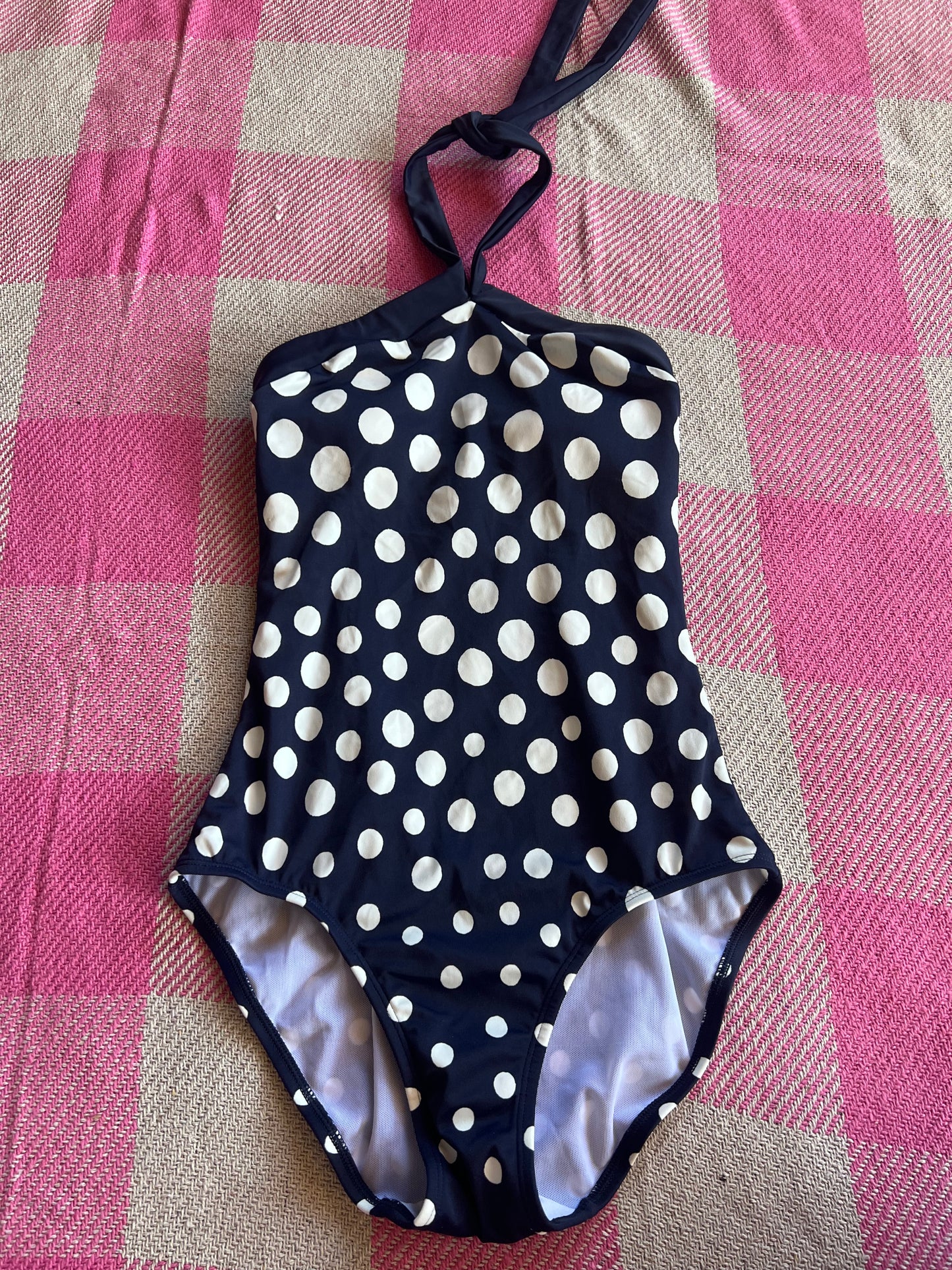 Boden Swimsuit Navy Polka