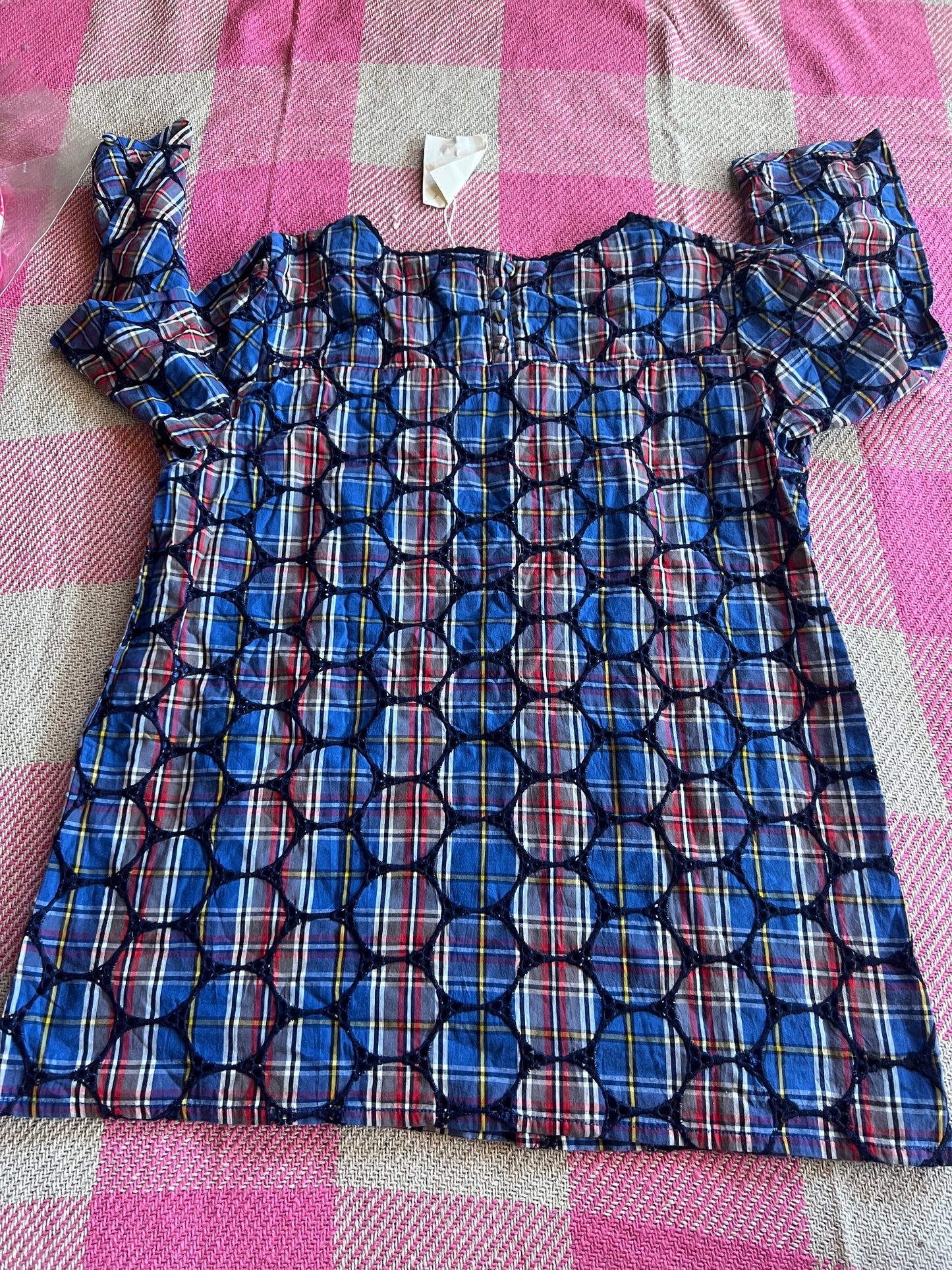 Boden Blue Tartan Top