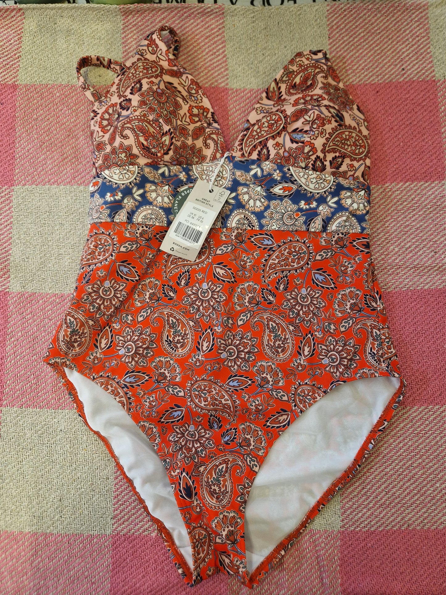 Boden Women's Swimsuit Peach & Blue