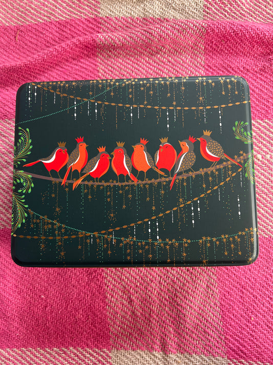 Sara Miller Christmas Robbin Rectangle Tin