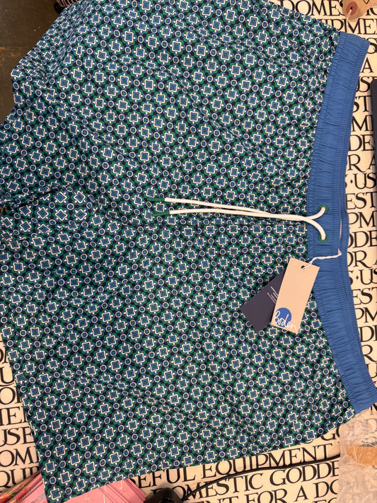 Boden Mens Blue and Green Swim Shorts XL, XXL