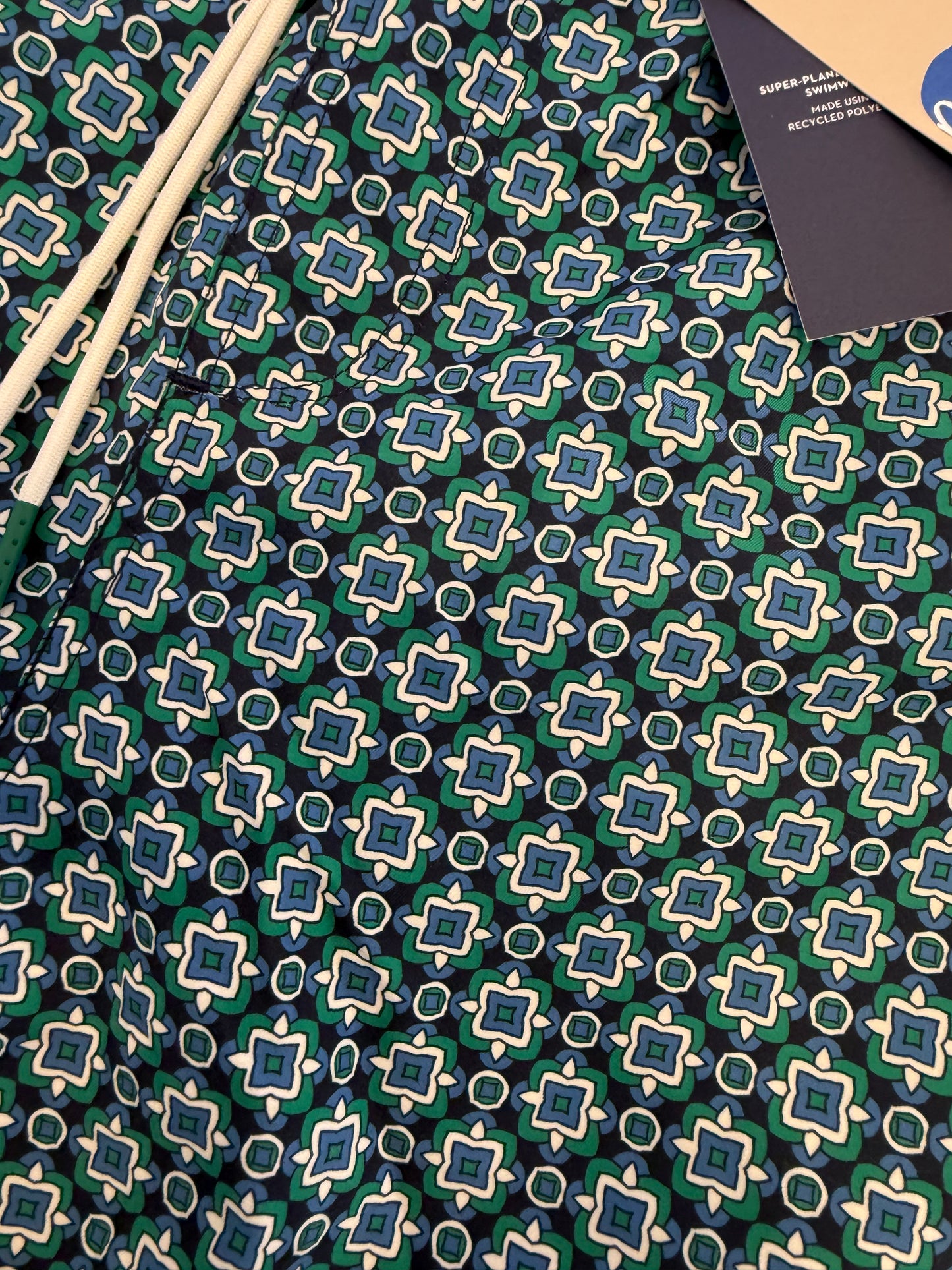Boden Mens Blue and Green Swim Shorts XL, XXL