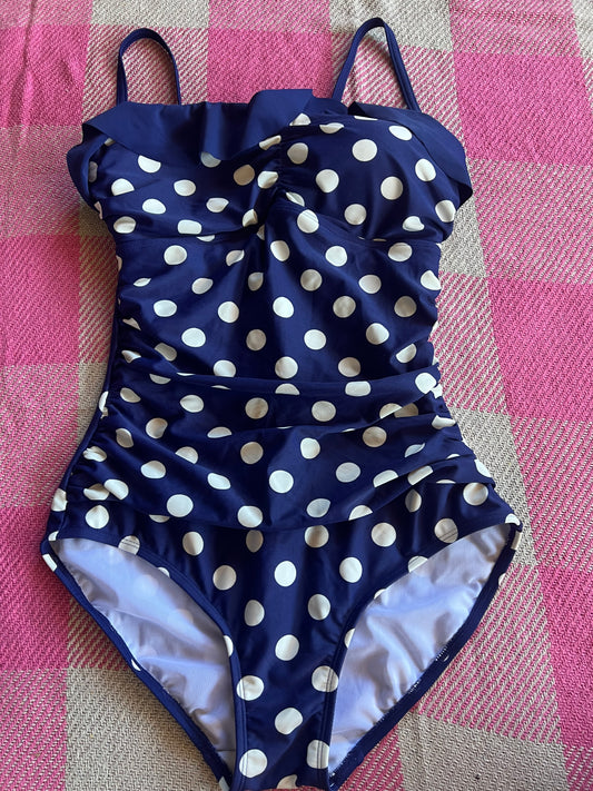 Boden Swimsuit Dark Blue Polka