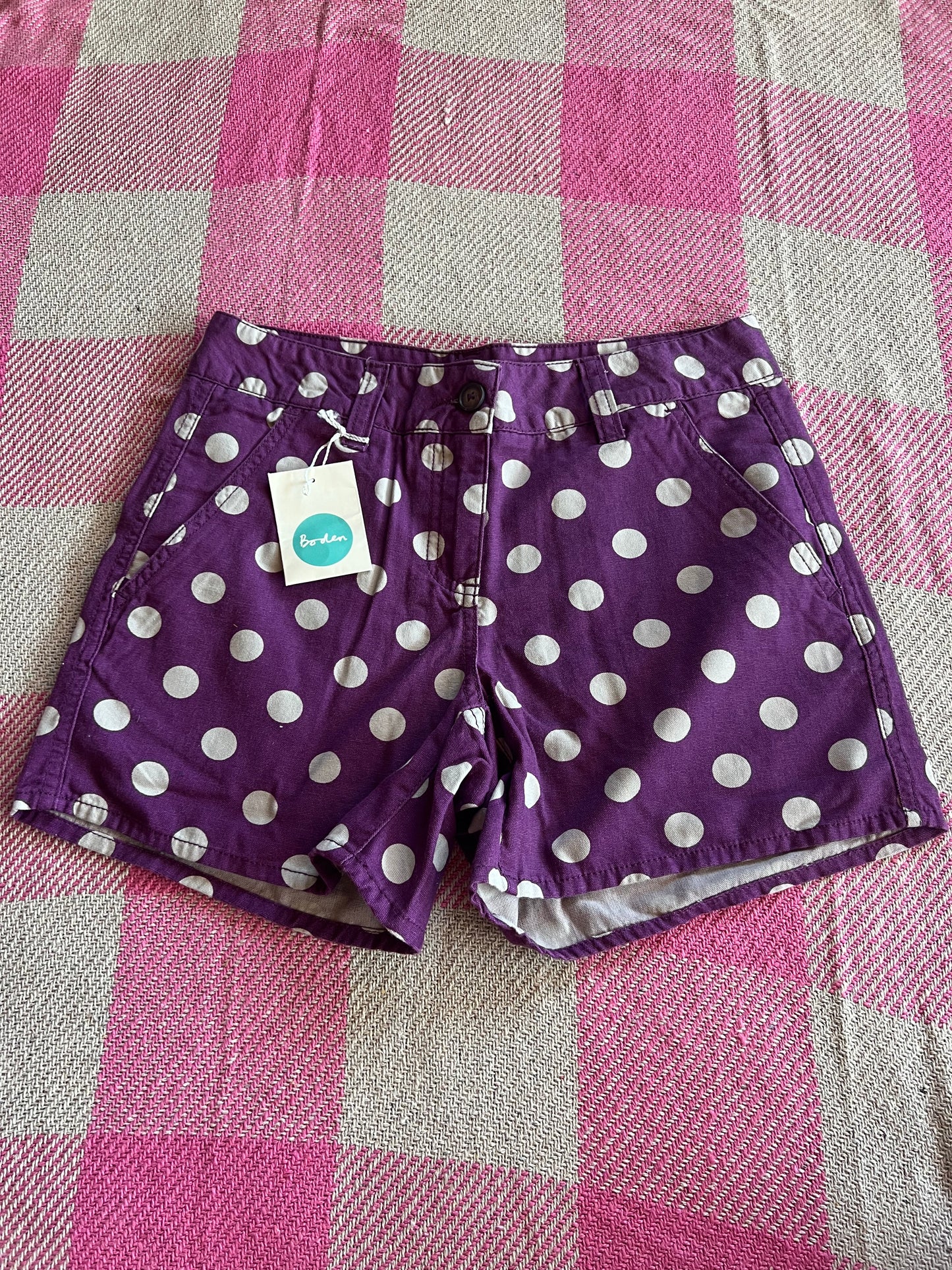 Boden Demin Purple Spot Shorts