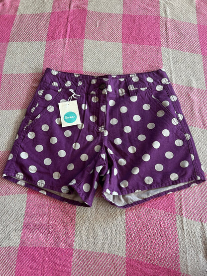 Boden Demin Purple Spot Shorts