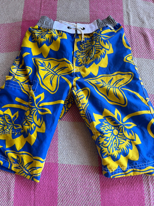 Mini Boden Swimming Shorts Blue & Yellow