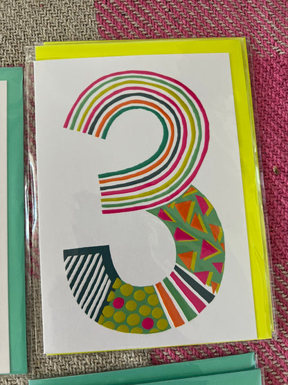 Rachel Ellen Number Birthday Cards 1-9