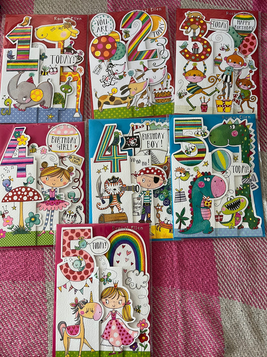Rachel Ellen Number Birthday Card 1-5