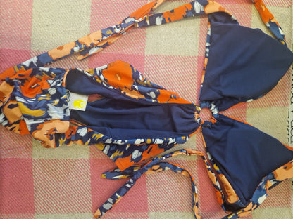 Boden Women's Swimsuit Orange & Navy Cutout